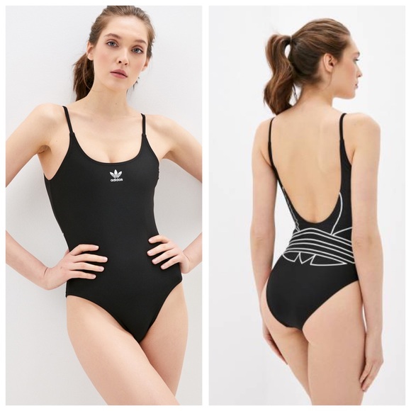 NEW Adidas LARGE LOGO SWIMSUIT one piece Black
